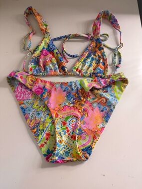 Kulani Kinis Multicolor Floral Paisley Triangle Bikini
